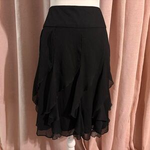 Sunny Leigh Black Y2k Ruffle Midi Skirt